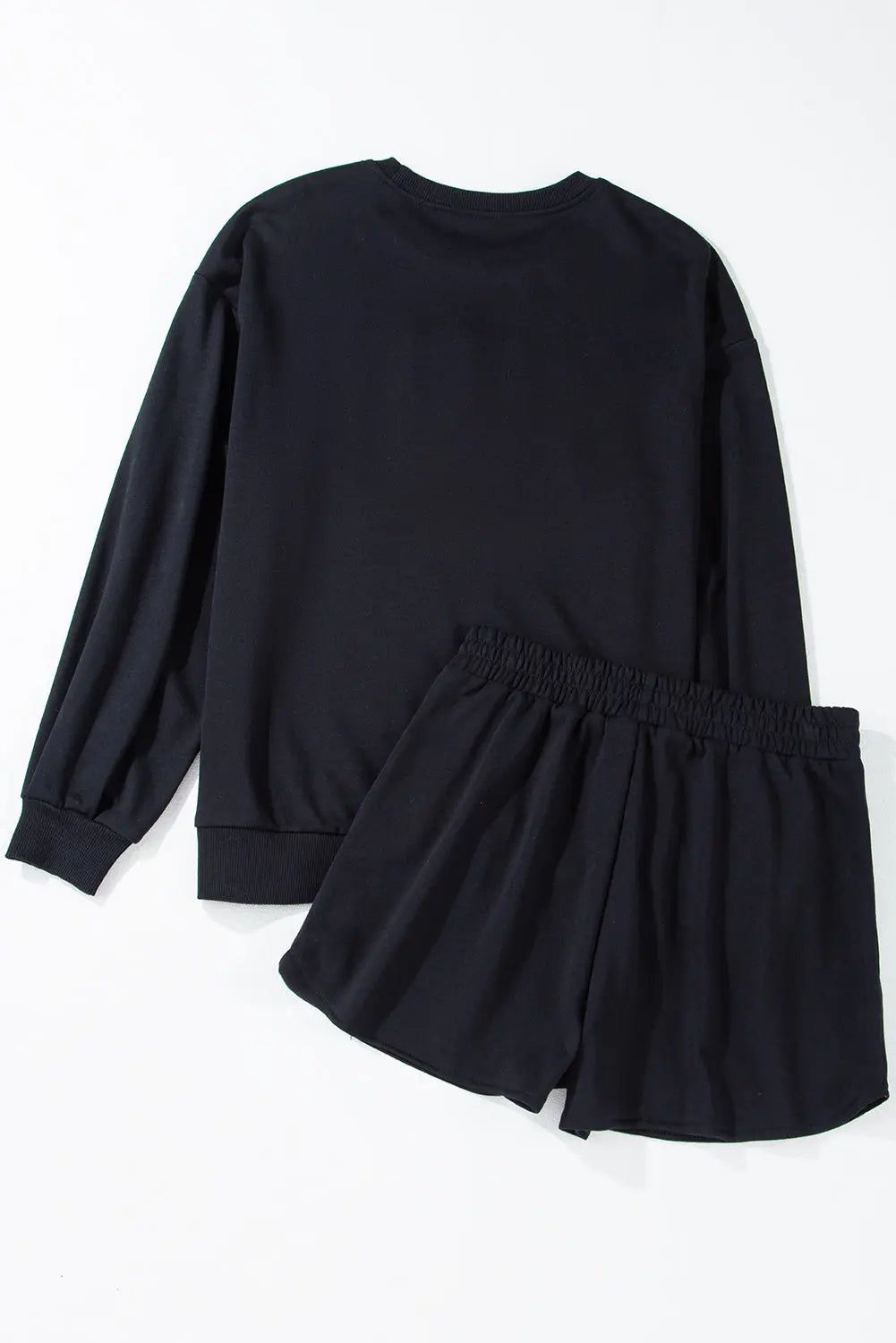 Black Sequined COFFEE Loose Fit Sweatshirt and Shorts Set Beagle Boutique Fashion Outlet
