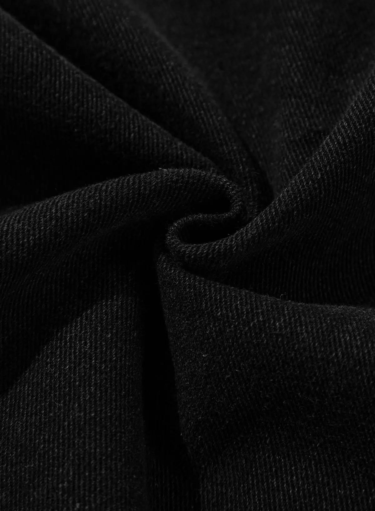 Black Side Pockets Lapel Collar Denim Jacket - eAura