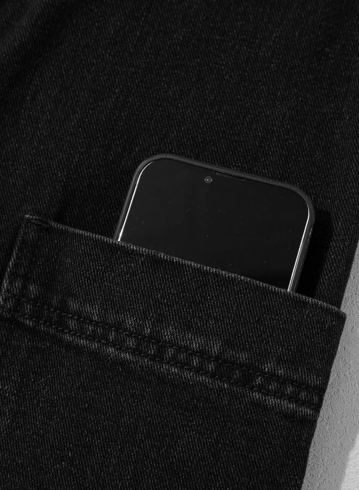 Black Side Pockets Lapel Collar Denim Jacket - eAura