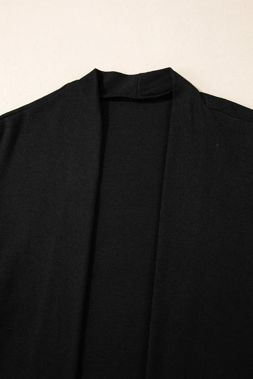Black Solid Color Open Front Cardigan with Pocket - eAura