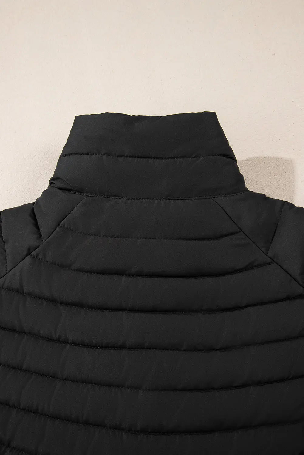 Black Solid Color Quilted Zip-up Puffer Jacket Beagle Boutique Fashion Outlet