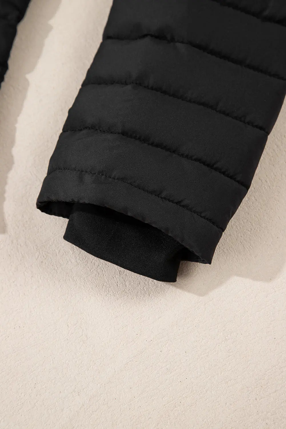 Black Solid Color Quilted Zip-up Puffer Jacket Beagle Boutique Fashion Outlet