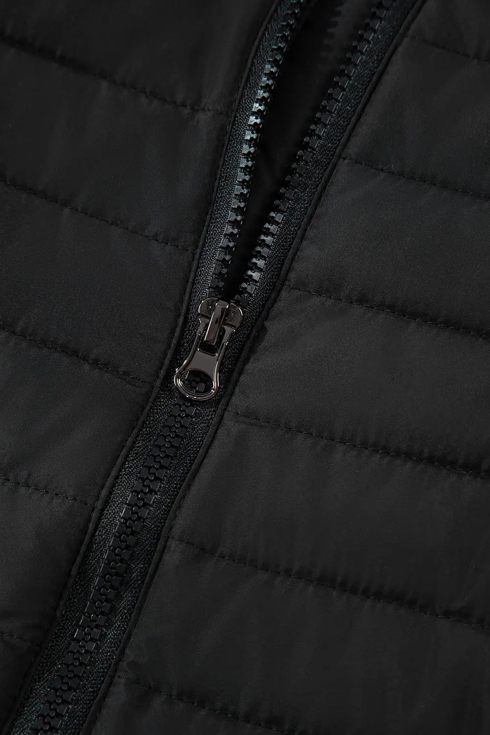 Black Solid Color Quilted Zip-up Puffer Jacket Beagle Boutique Fashion Outlet