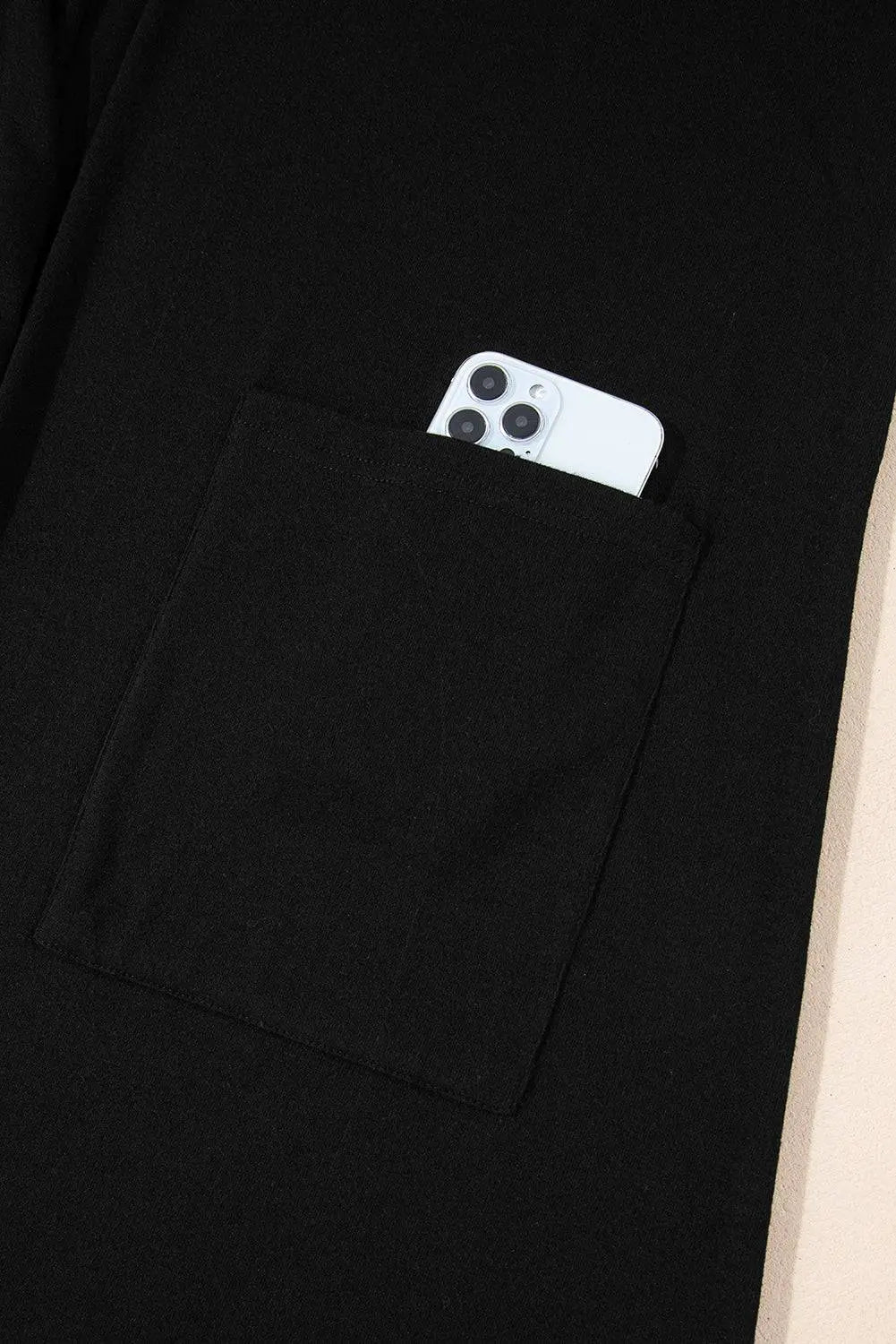 Black Solid Colour Open Front Cardigan with Pocket - BB Fashion Outlet