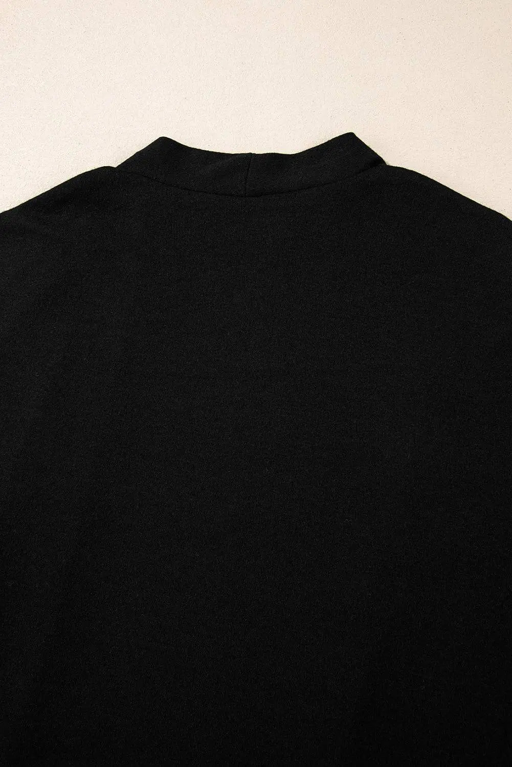Black Solid Colour Open Front Cardigan with Pocket - BB Fashion Outlet