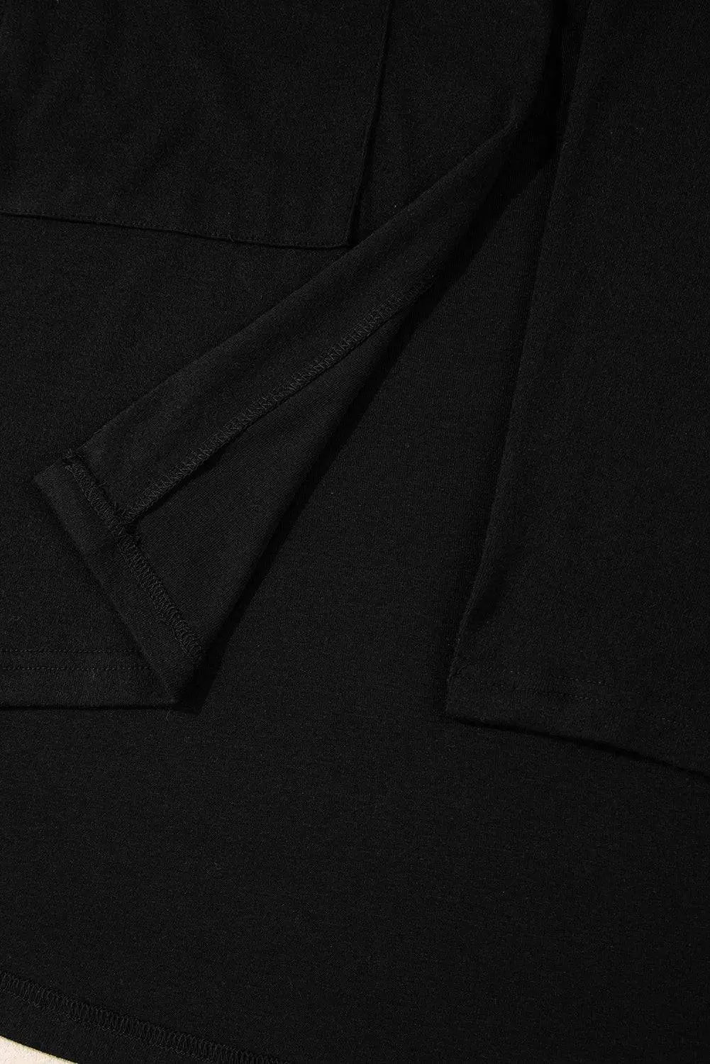 Black Solid Colour Open Front Cardigan with Pocket - BB Fashion Outlet