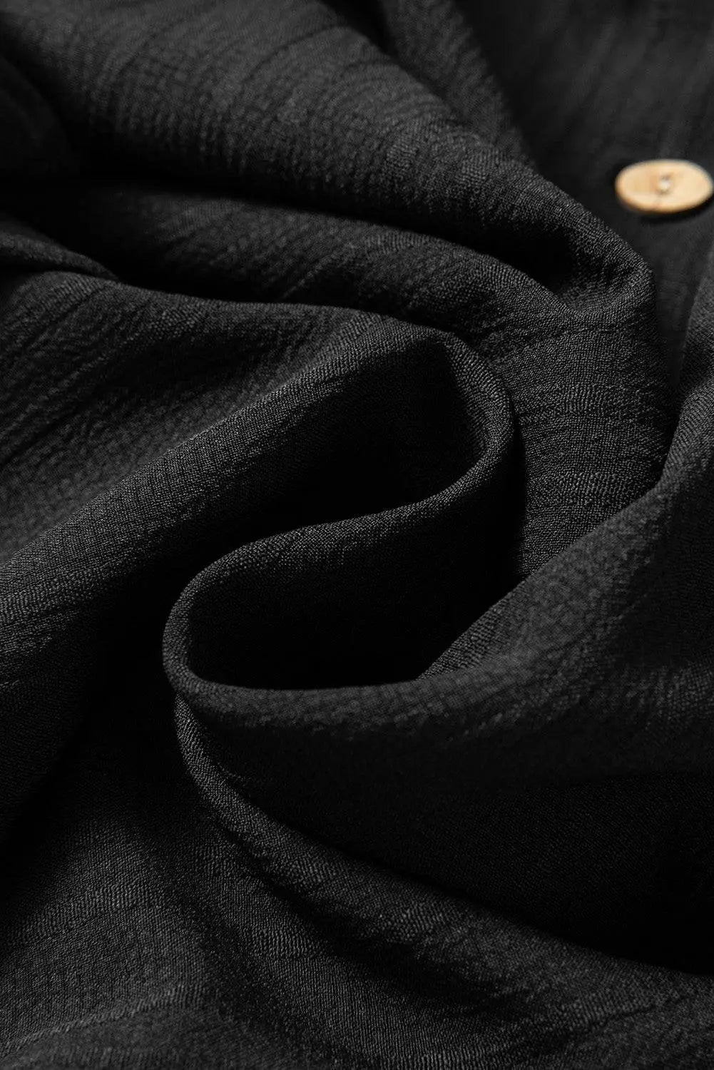Black Solid Colour Textured Buttoned Turn Down Collar Shirt - BB Fashion Outlet