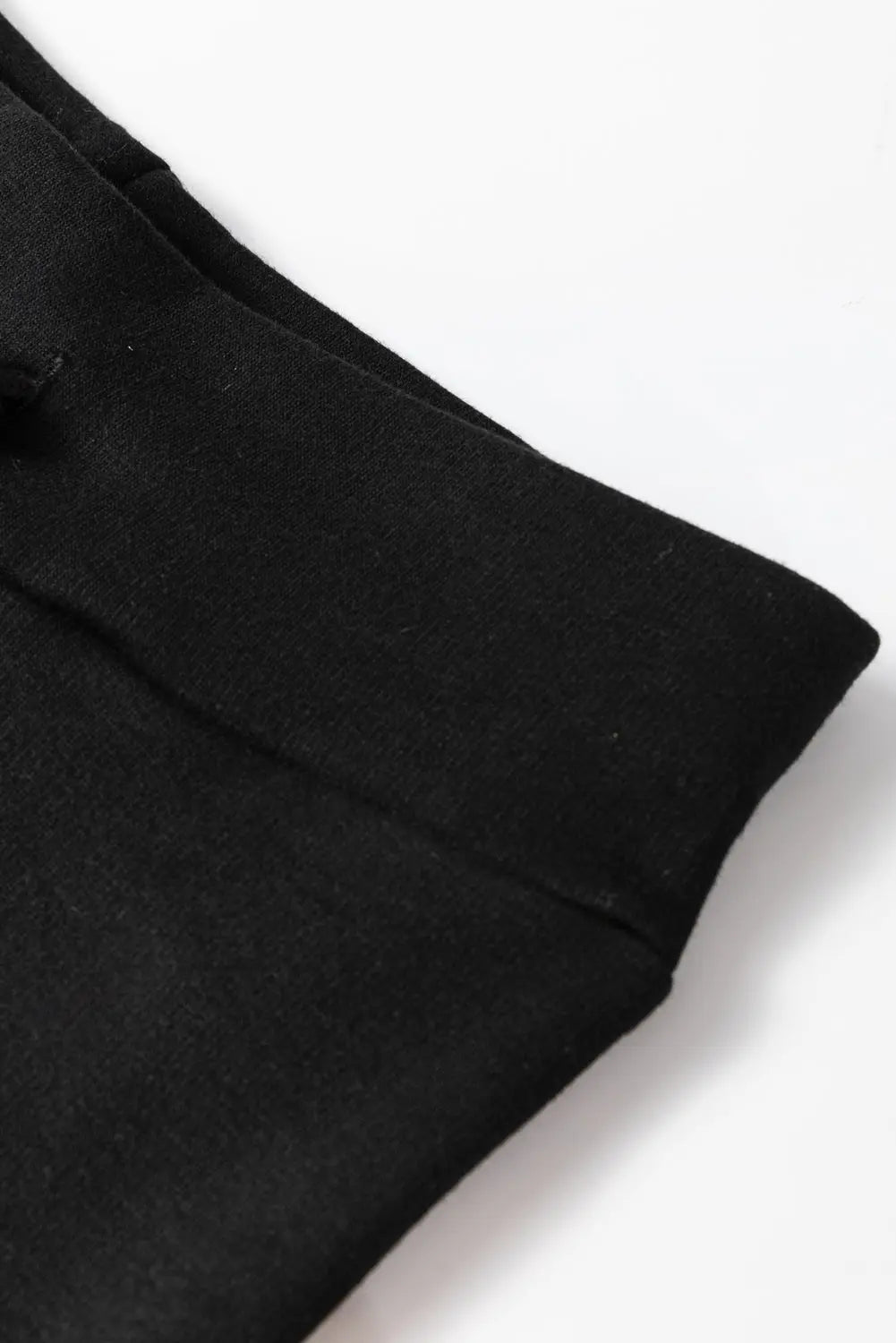 Black Solid Drawstring Waist Thermal Lined Leggings eAura