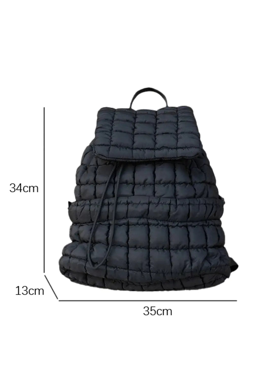 Black Solid Flapped Quilted Puffer Backpack - eAura