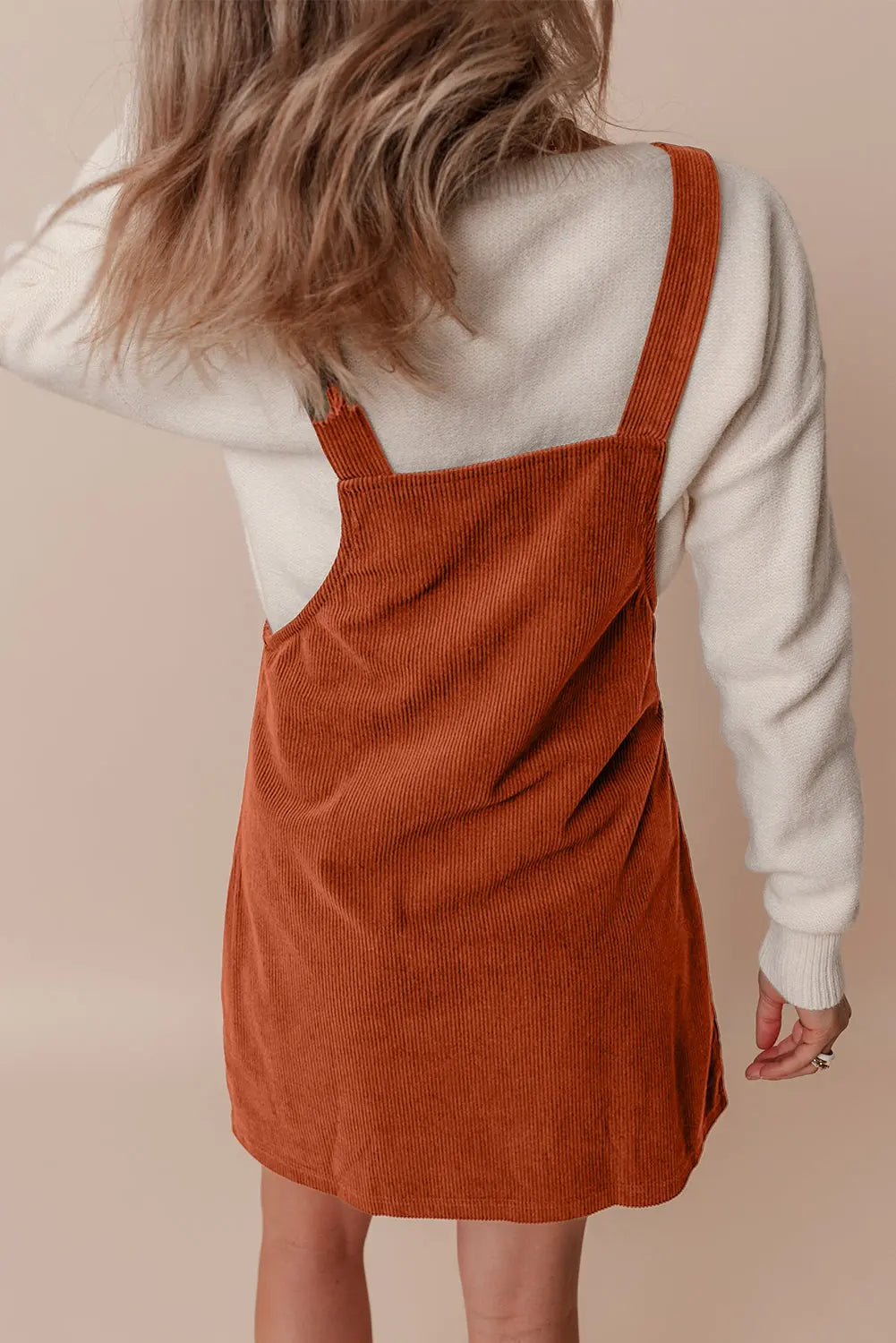 Black Solid Front Pockets Sleeveless Corduroy Overall Dress Beagle Boutique Fashion Outlet