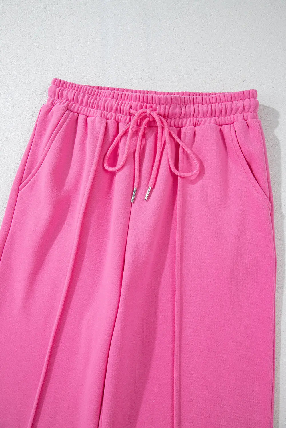 Black Solid Seamed Zipper Jacket and Drawstring Waist Trousers Set eAura