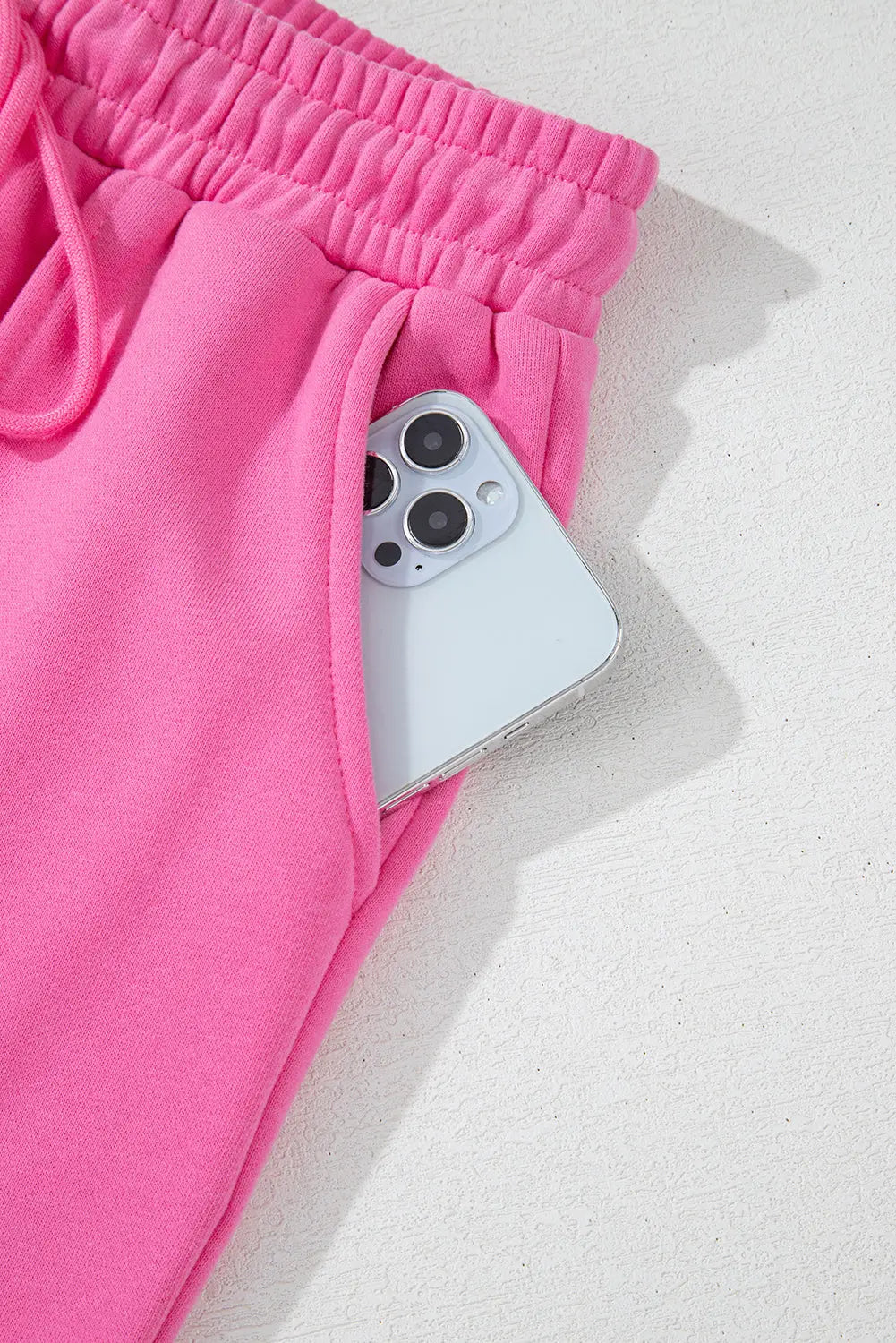 Black Solid Seamed Zipper Jacket and Drawstring Waist Trousers Set eAura