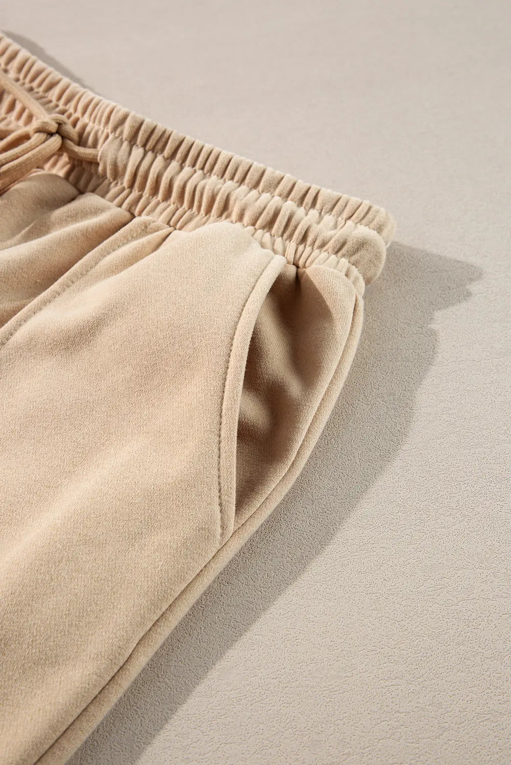 Black Solid Seamed Zipper Jacket and Drawstring Waist Trousers Set eAura