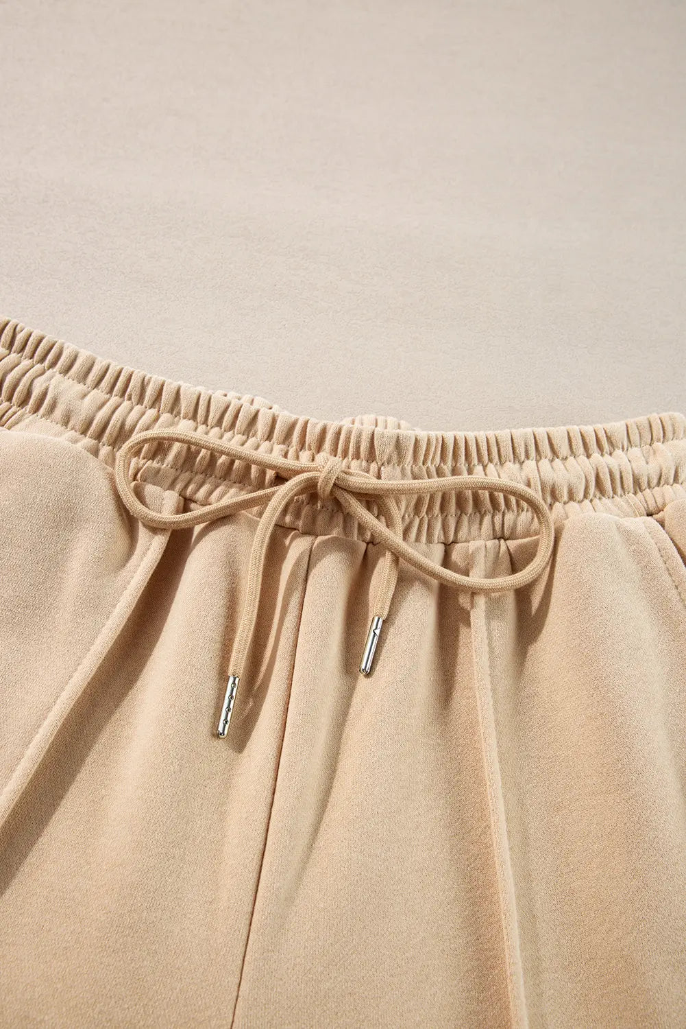 Black Solid Seamed Zipper Jacket and Drawstring Waist Trousers Set eAura