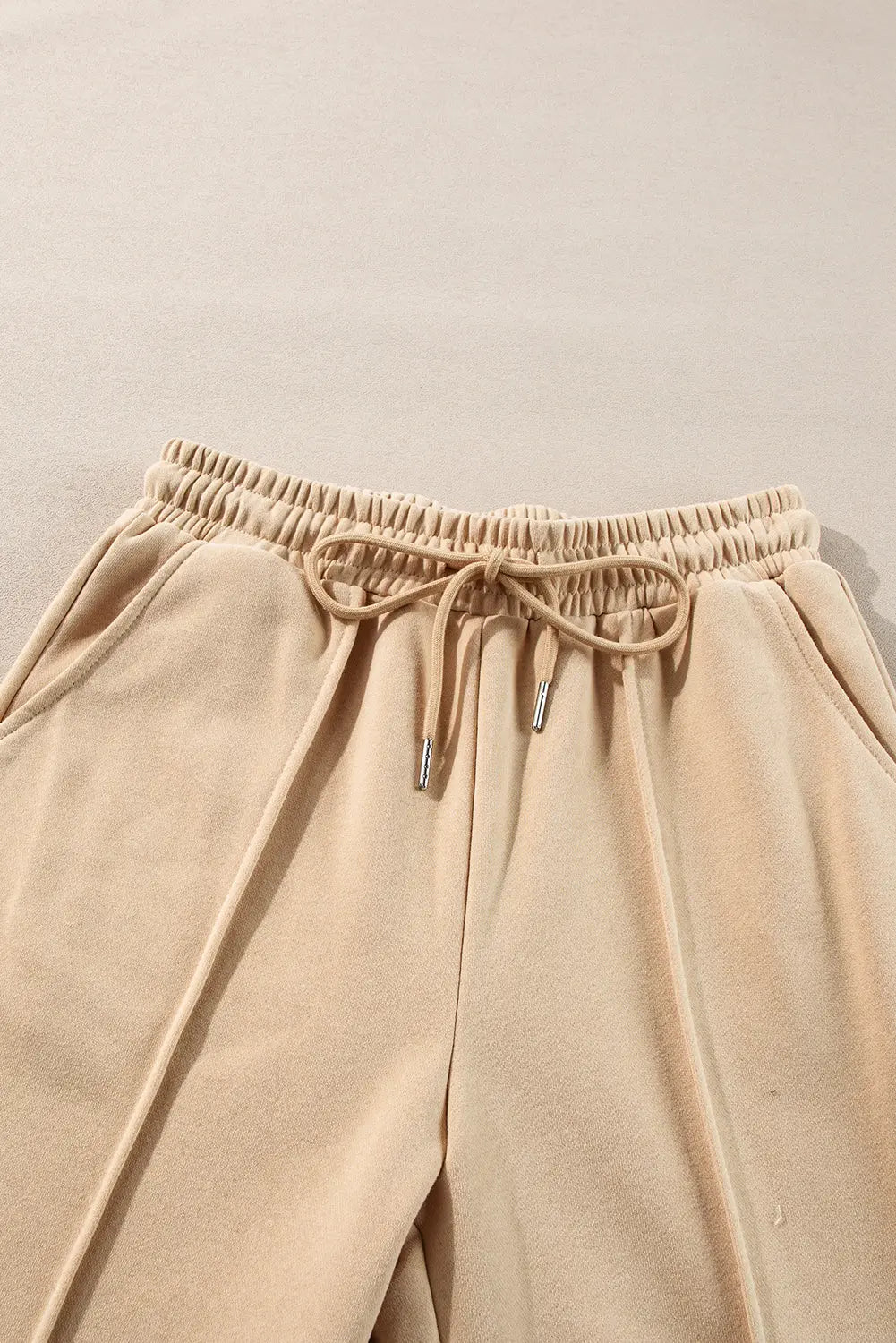 Black Solid Seamed Zipper Jacket and Drawstring Waist Trousers Set eAura