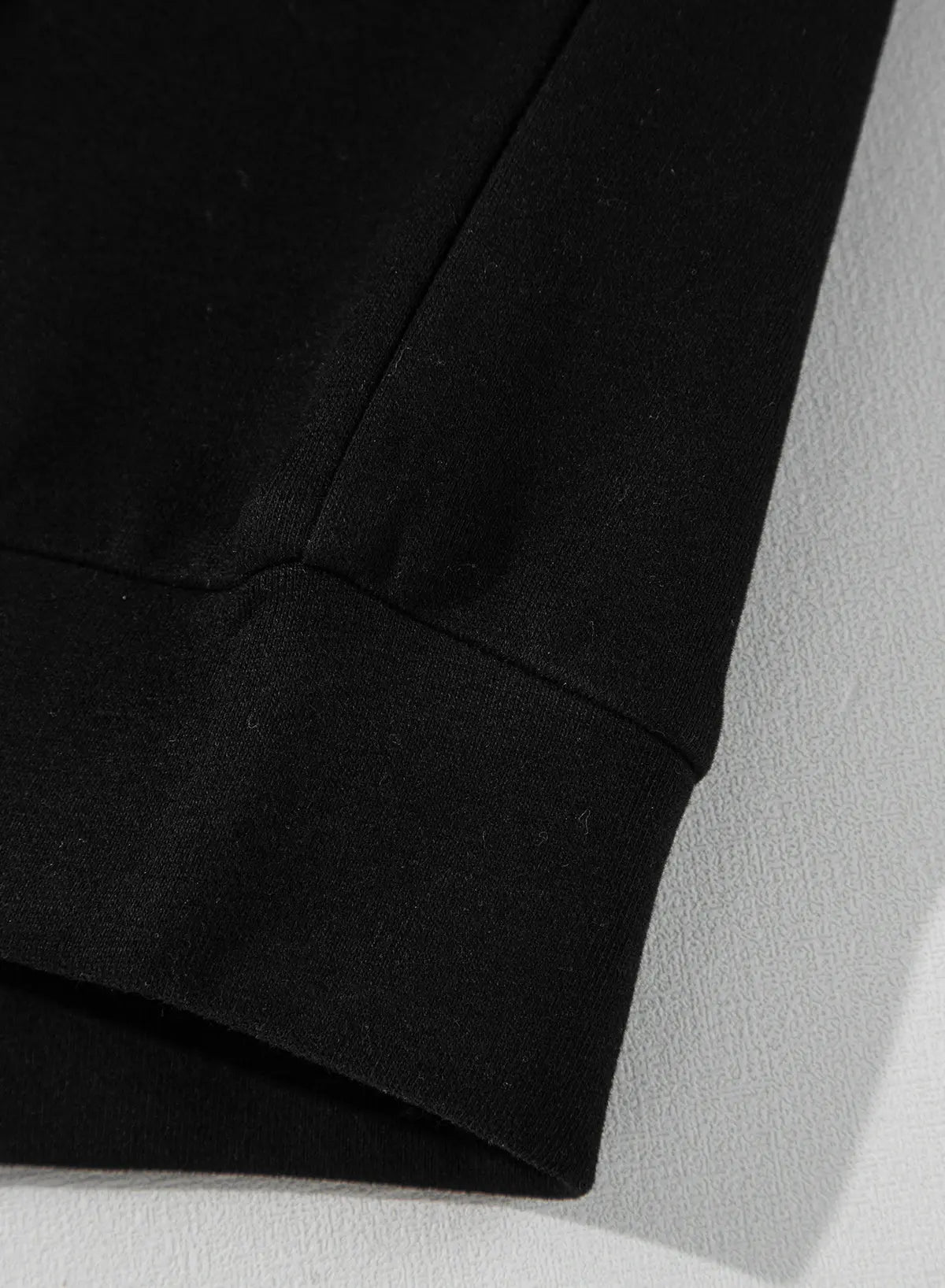 Black Solid Seamed Zipper Jacket and Drawstring Waist Trousers Set eAura