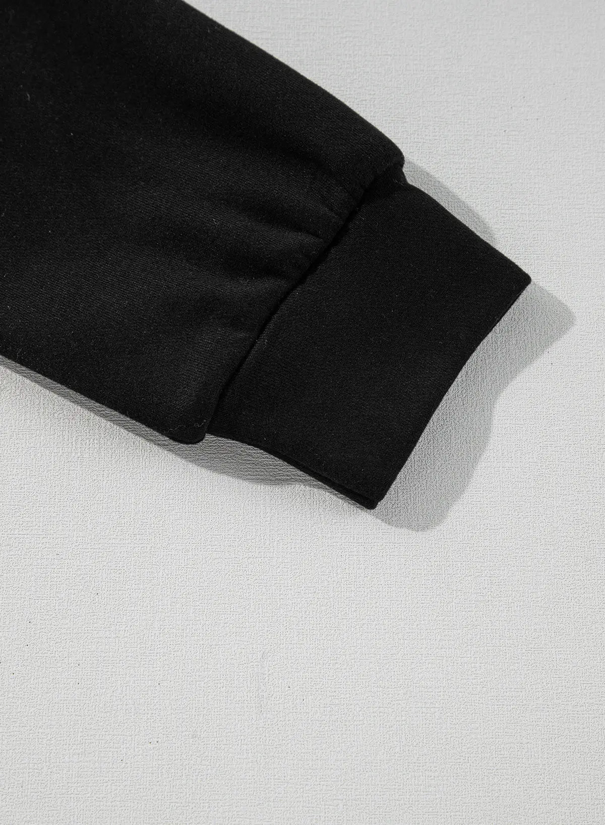 Black Solid Seamed Zipper Jacket and Drawstring Waist Trousers Set eAura