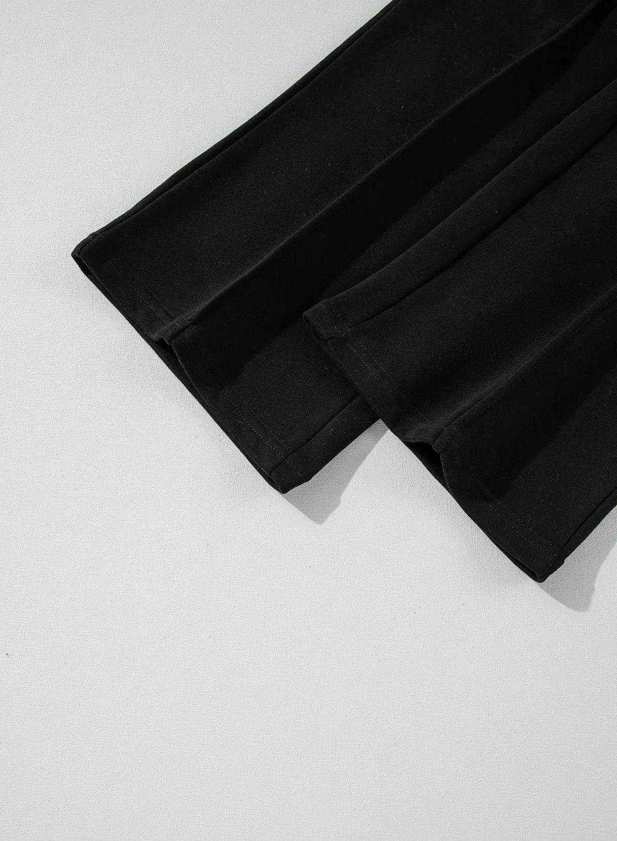 Black Solid Seamed Zipper Jacket and Drawstring Waist Trousers Set eAura