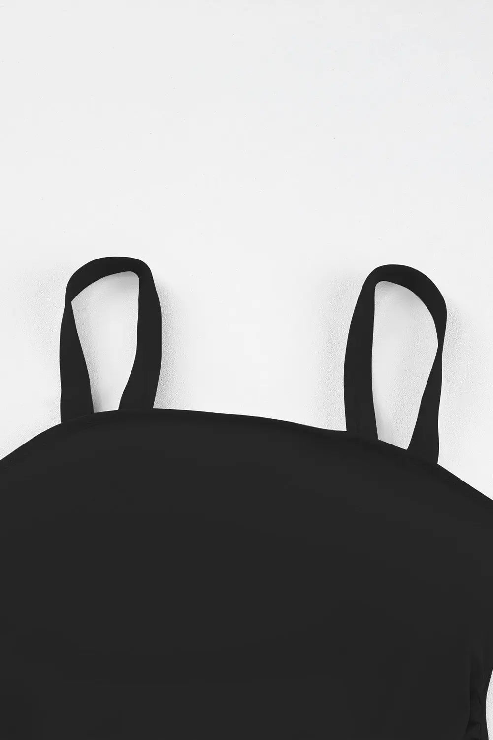 Black Solid Square Neck Sleeveless Tankini Swimsuit - eAura