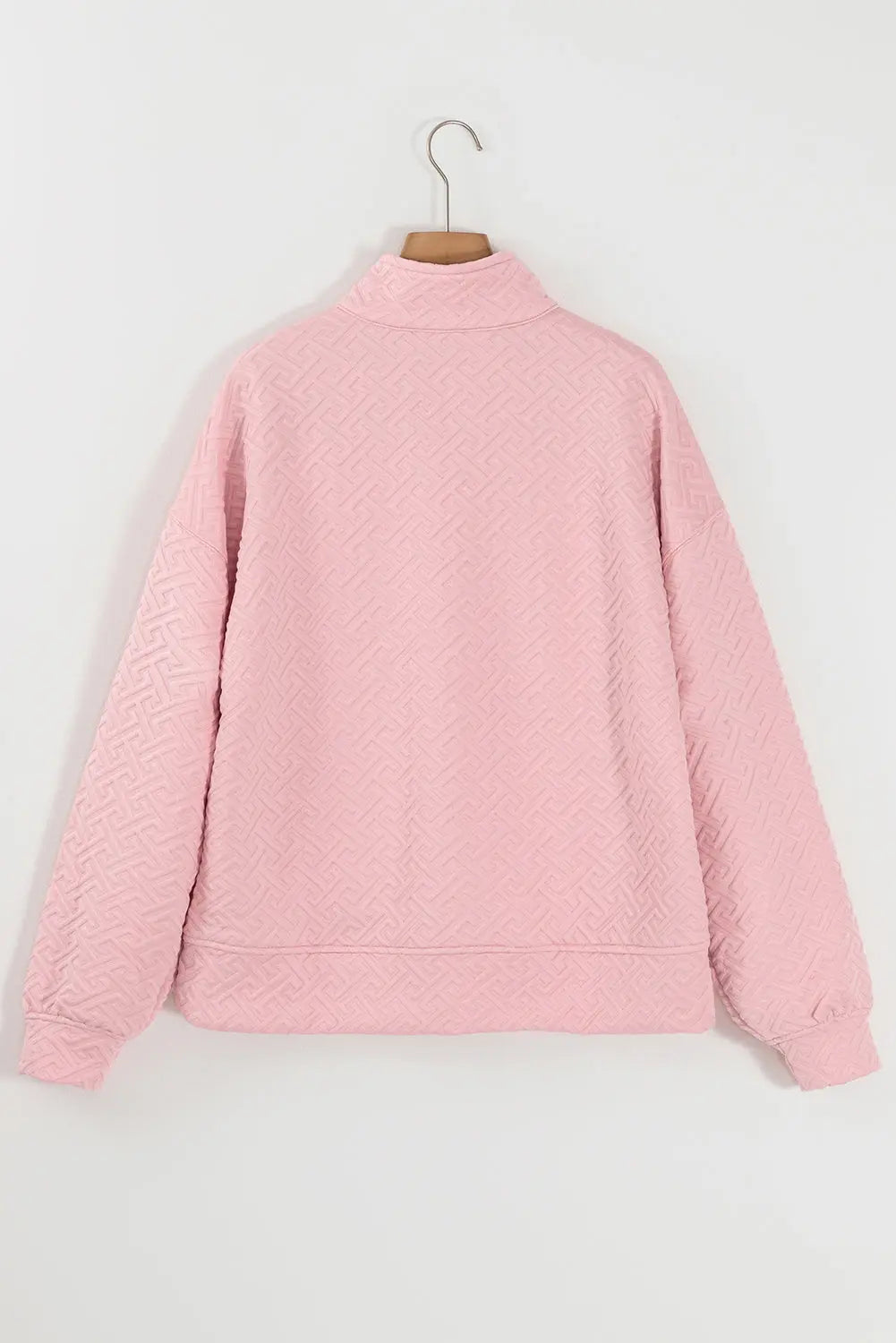 Black Solid Textured Half Zipper Collared Sweatshirt Beagle Boutique Fashion Outlet