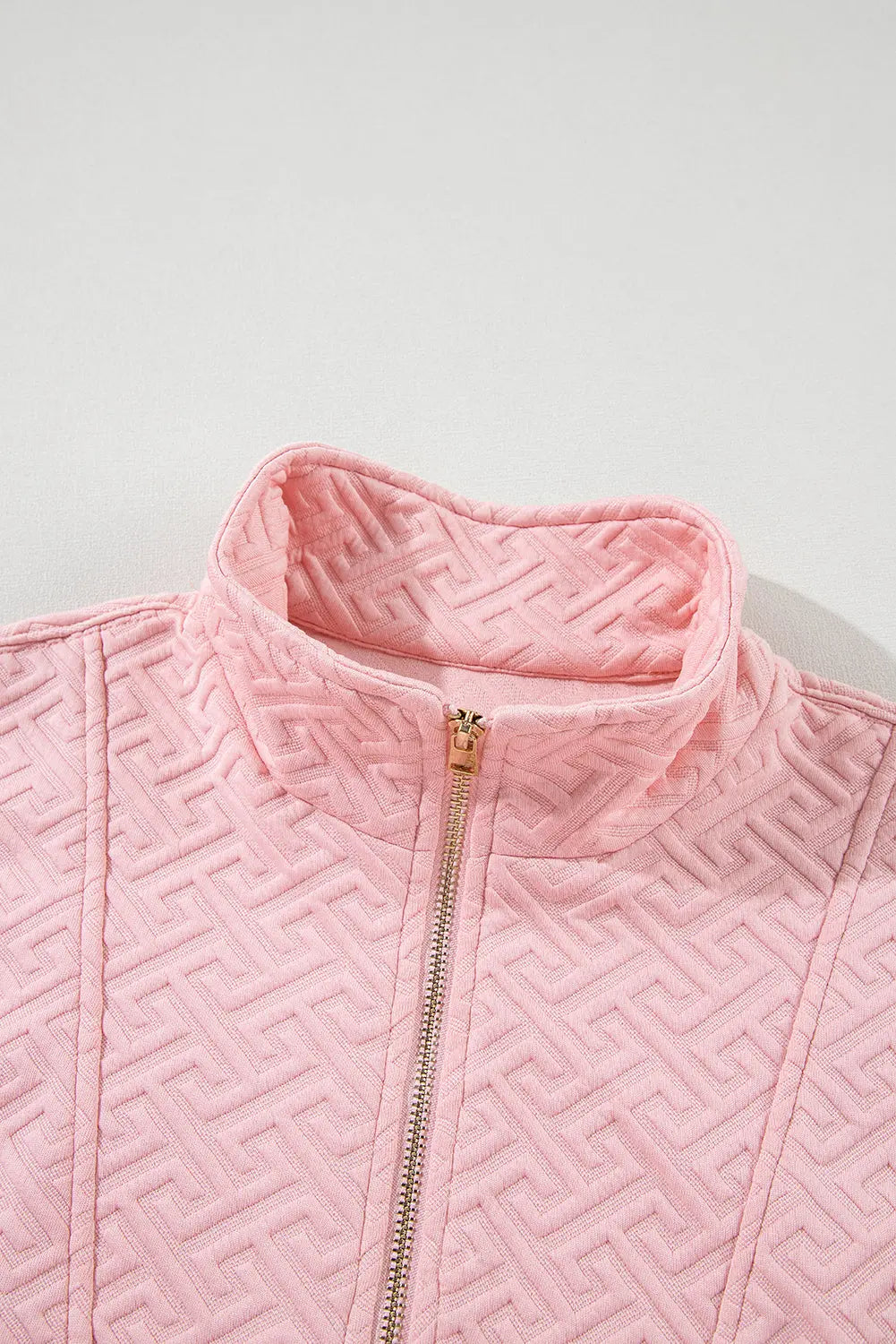 Black Solid Textured Half Zipper Collared Sweatshirt Beagle Boutique Fashion Outlet