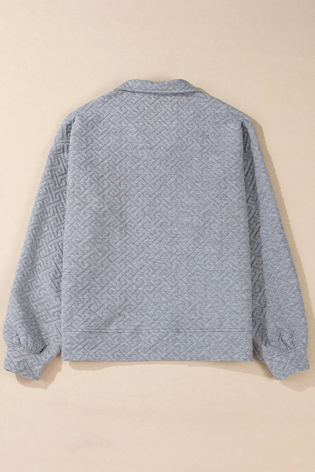 Black Solid Textured Half Zipper Collared Sweatshirt Beagle Boutique Fashion Outlet