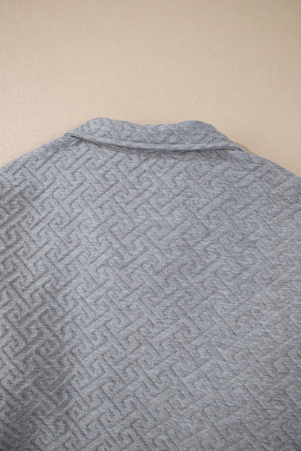Black Solid Textured Half Zipper Collared Sweatshirt Beagle Boutique Fashion Outlet