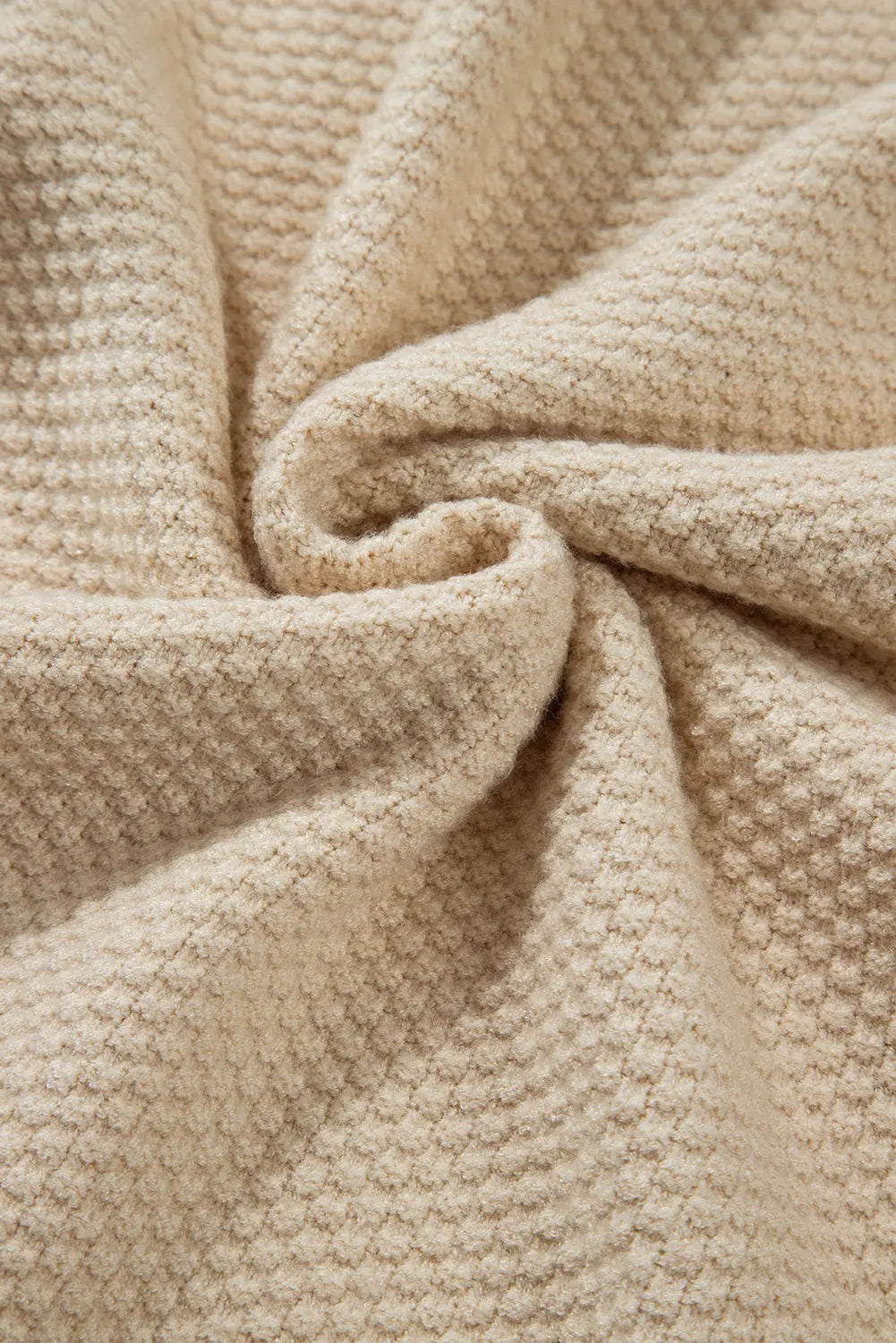 Black Solid Textured Knit Split Cuff Drop Shoulder Loose Sweater - eAura