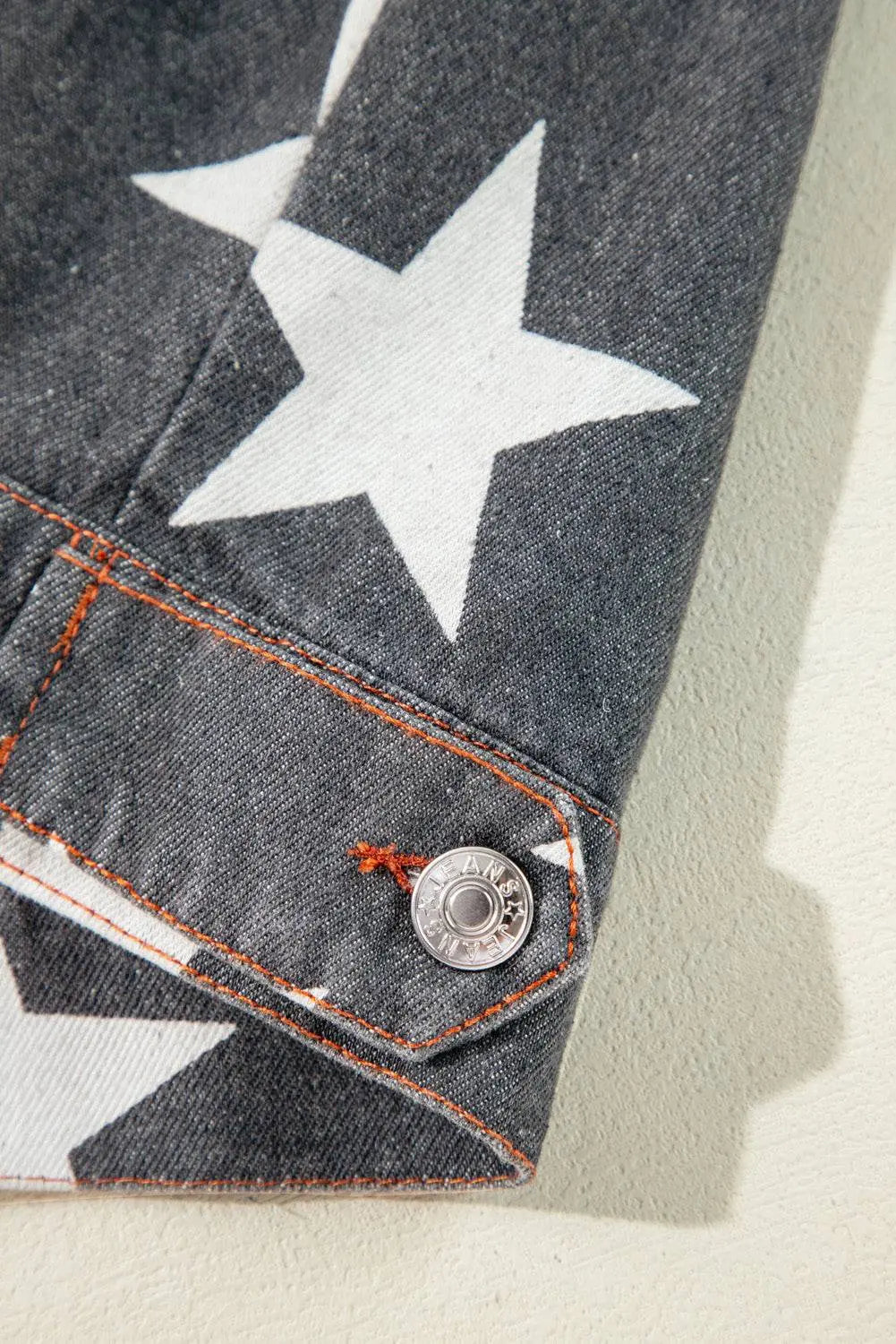 Black Star Snakeskin Printed Patchwork Denim Jacket - BB Fashion Outlet