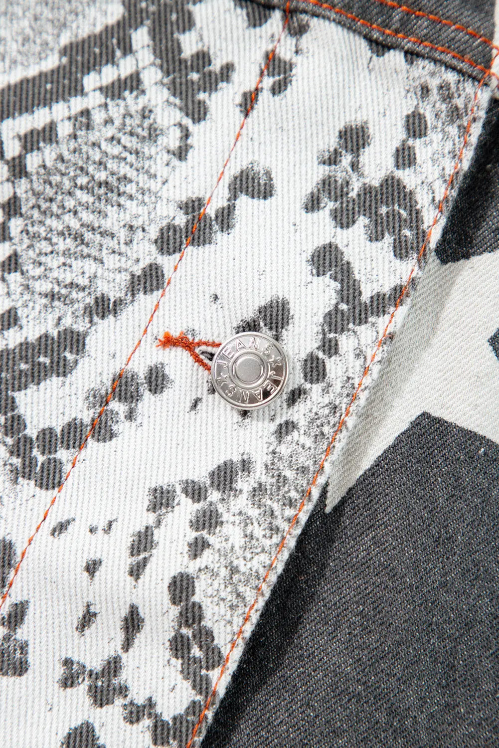 Black Star Snakeskin Printed Patchwork Denim Jacket - eAura