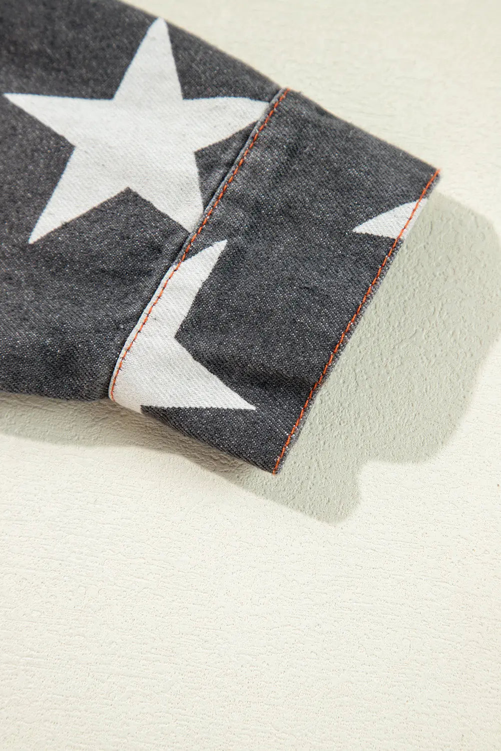 Black Star Snakeskin Printed Patchwork Denim Jacket - eAura