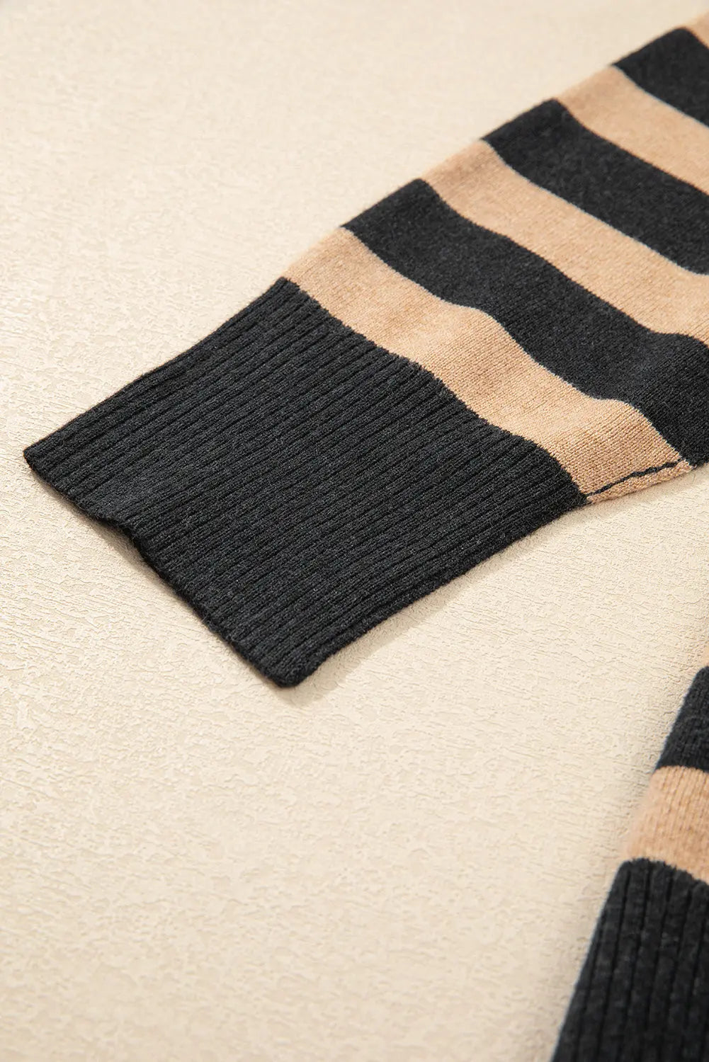 Black Stripe Collared Quarter Zipper Oversized Sweater Beagle Boutique Fashion Outlet