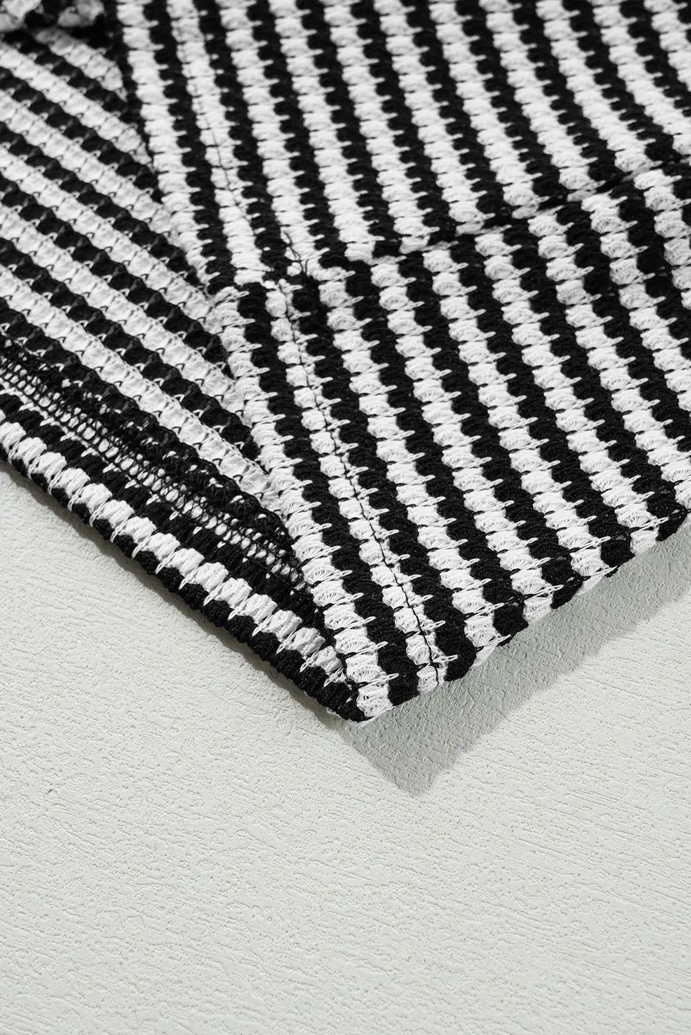 Black Stripe Drop Shoulder Puff Long Sleeve O Neck Plus Size T Shirt - eAura