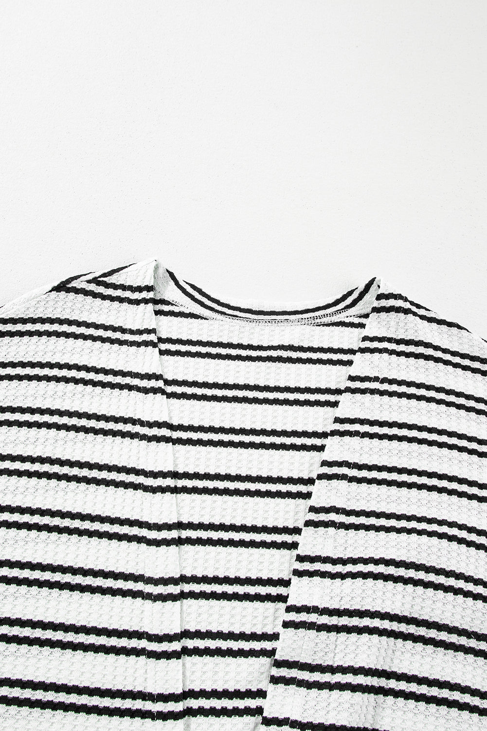 Black Stripe Print Open Front Duster Cardigan - Sweaters & Cardigans/Cardigans