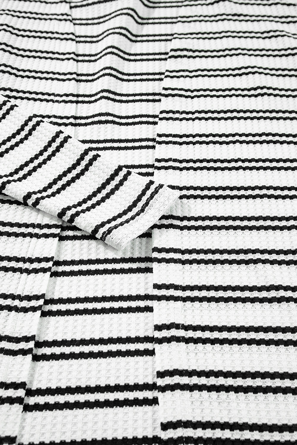 Black Stripe Print Open Front Duster Cardigan - Sweaters & Cardigans/Cardigans