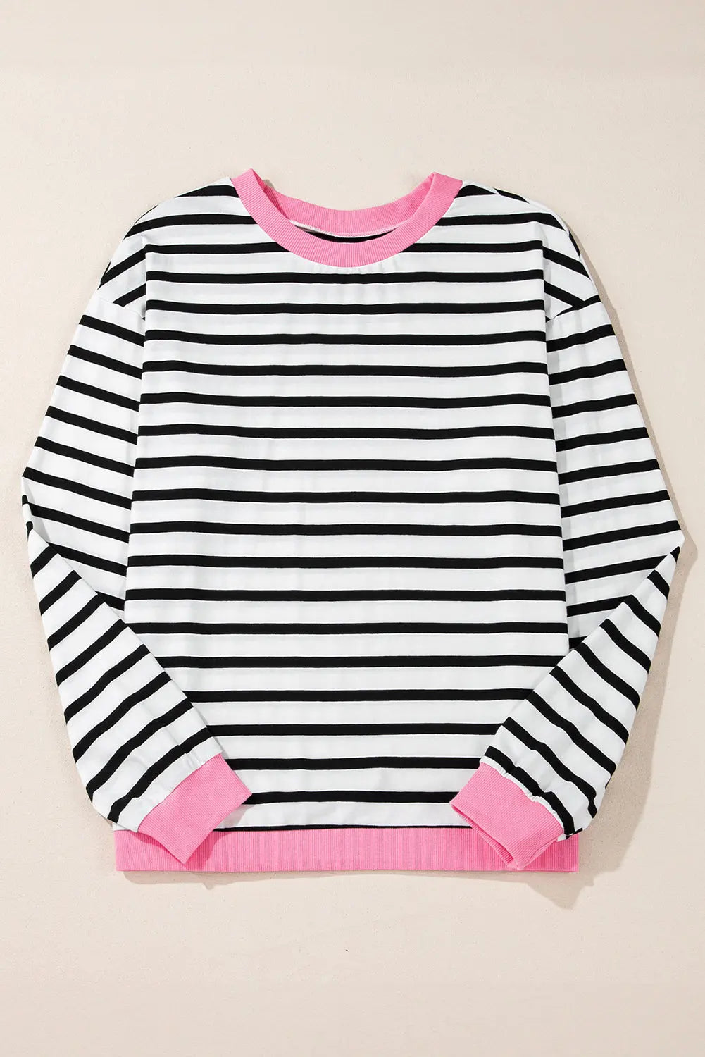 Black Striped Contrast Edge Long Sleeve Top eAura