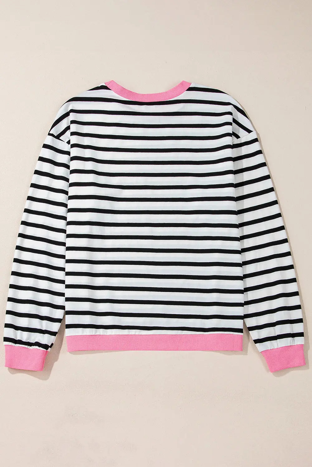 Black Striped Contrast Edge Long Sleeve Top eAura