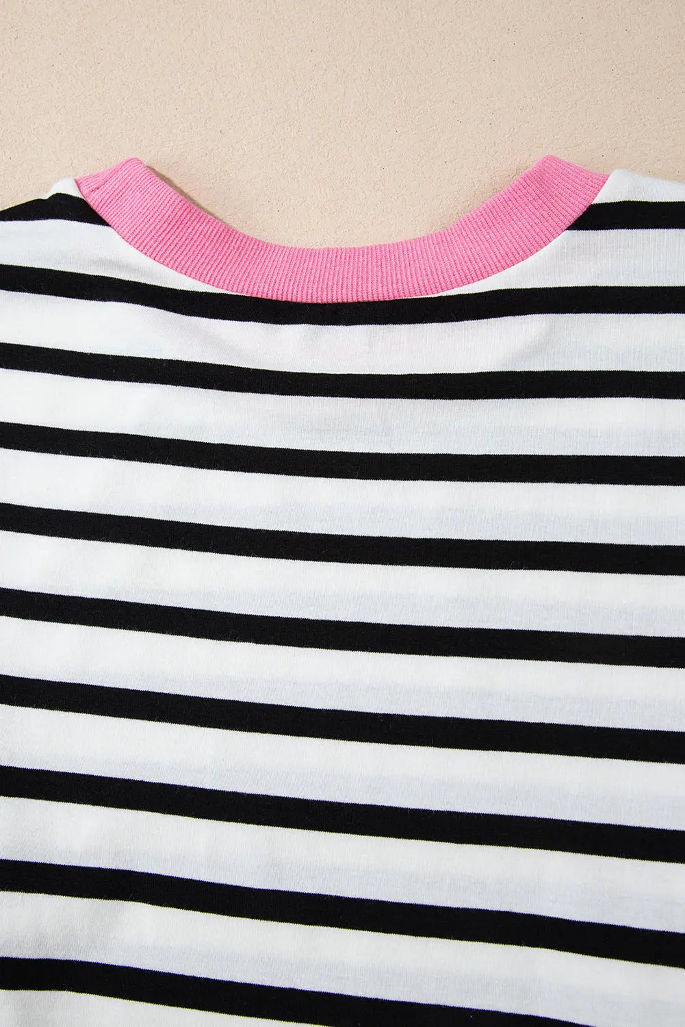 Black Striped Contrast Edge Long Sleeve Top eAura