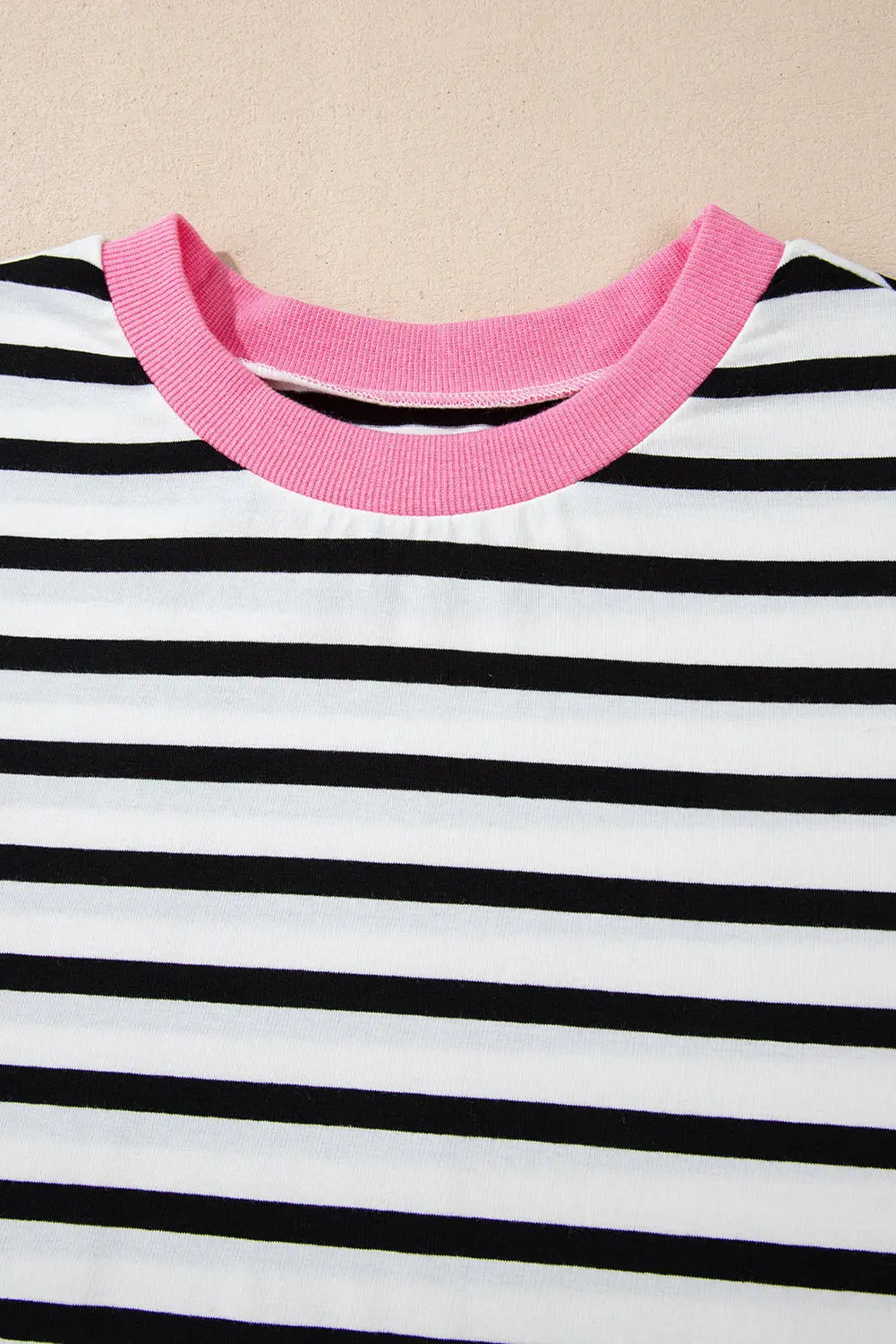 Black Striped Contrast Edge Long Sleeve Top eAura