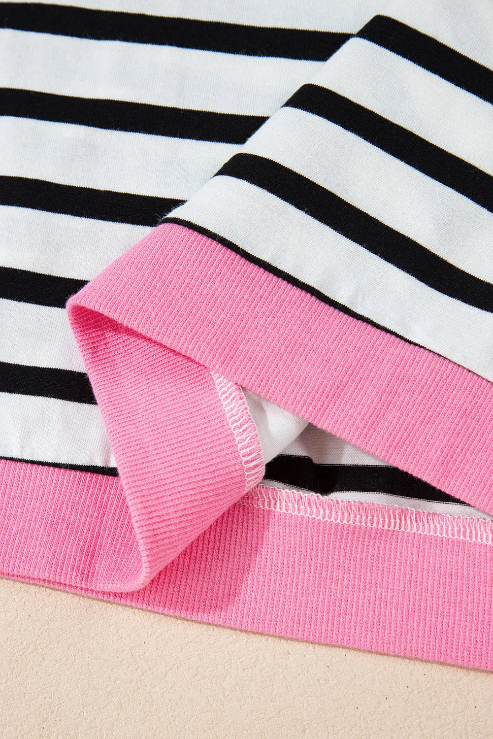 Black Striped Contrast Edge Long Sleeve Top eAura