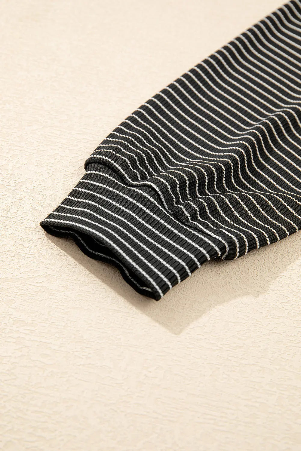 Black Striped Patchwork Loose Long Sleeve Tee Beagle Boutique Fashion Outlet