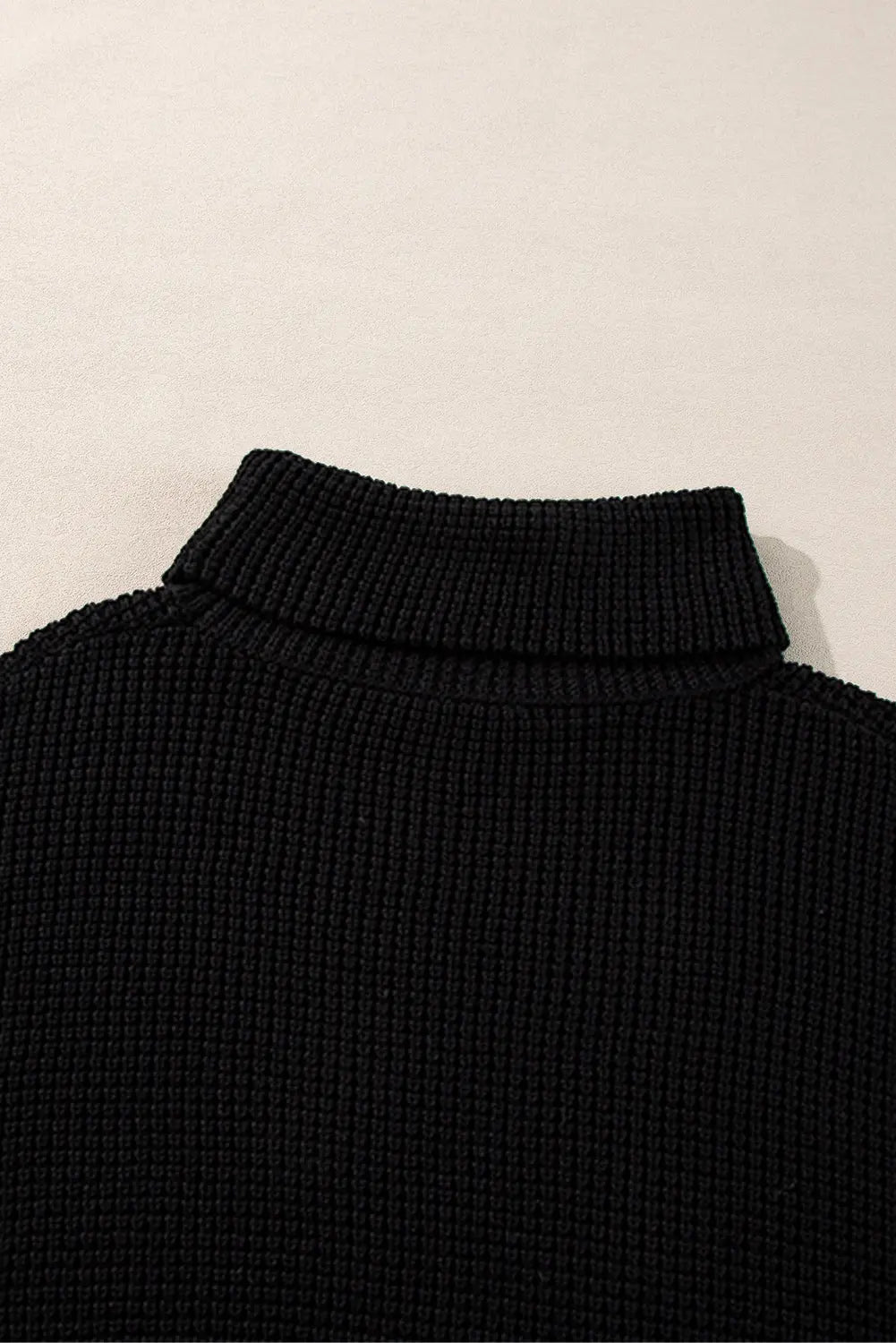 Black Striped Plaid Patchwork Waffle Knit Turtleneck Sweater Beagle Boutique Fashion Outlet