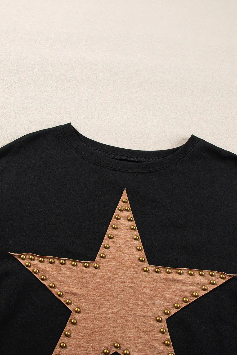 Black Studded Star Graphic Oversized Long Sleeve Top Beagle Boutique Fashion Outlet