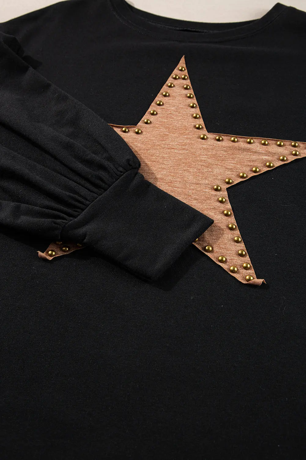 Black Studded Star Graphic Oversized Long Sleeve Top Beagle Boutique Fashion Outlet