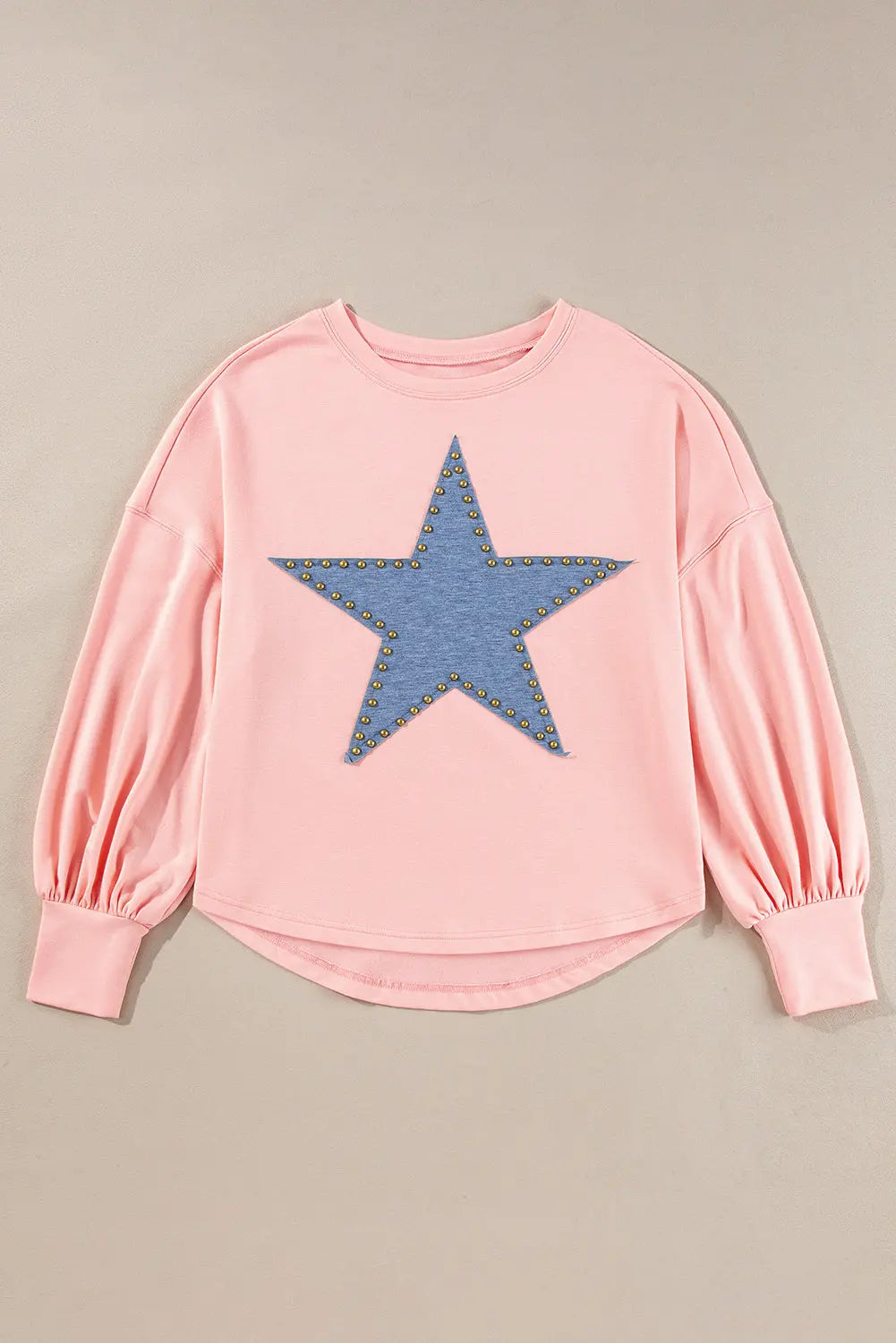 Black Studded Star Graphic Oversized Long Sleeve Top Beagle Boutique Fashion Outlet