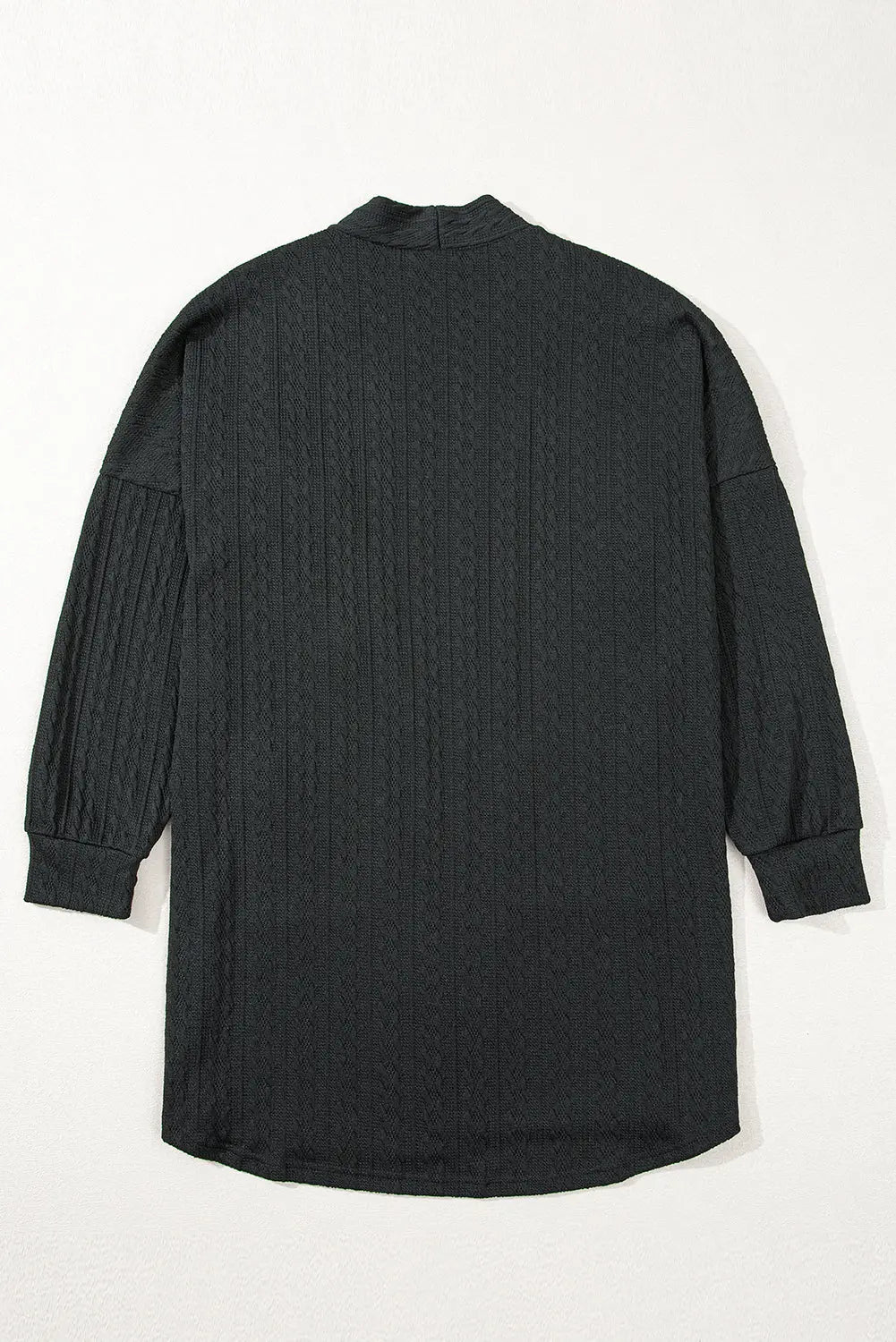 Black Textured Knit Side Pockets Open Front Cardigan Beagle Boutique Fashion Outlet