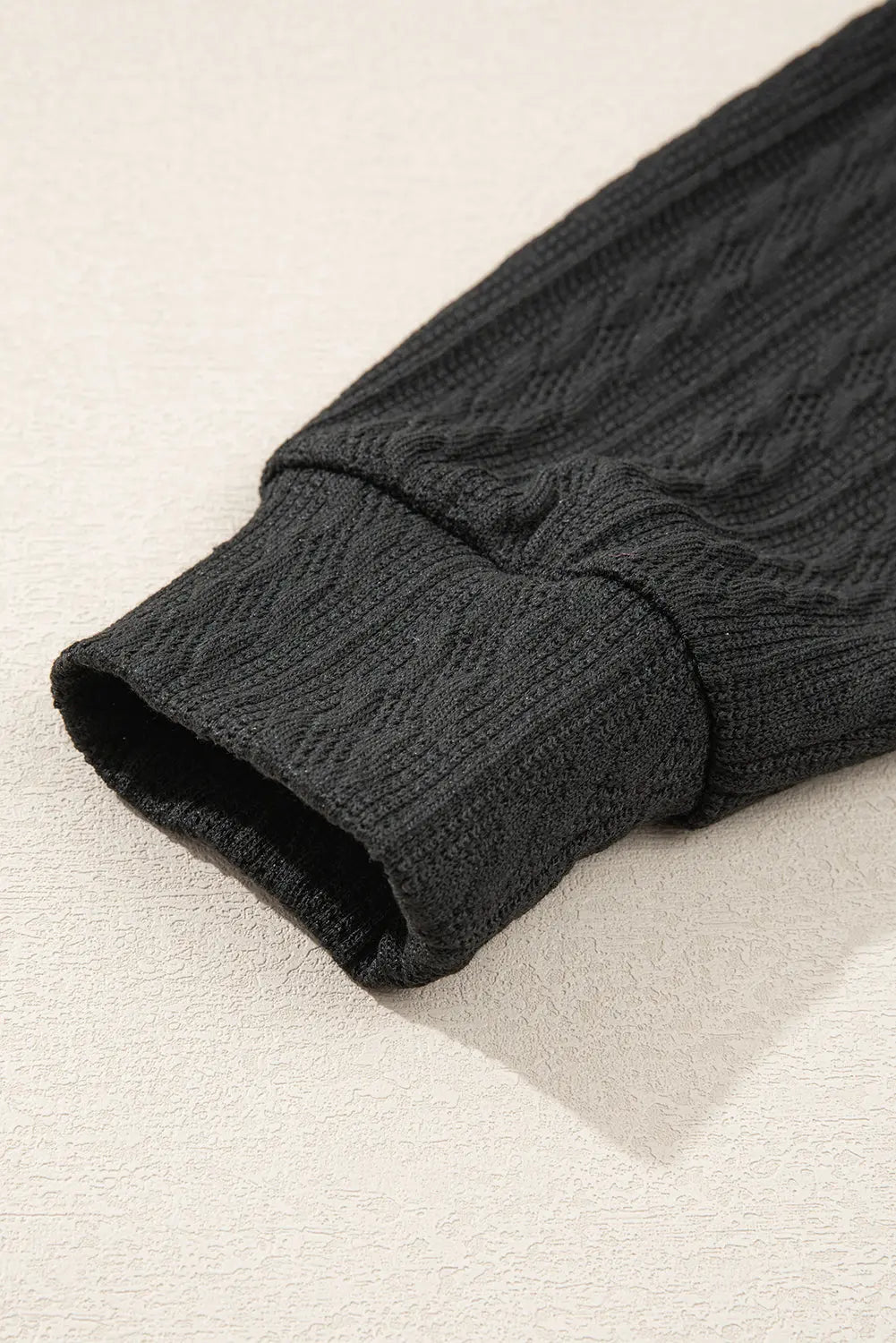 Black Textured Knit Side Pockets Open Front Cardigan Beagle Boutique Fashion Outlet