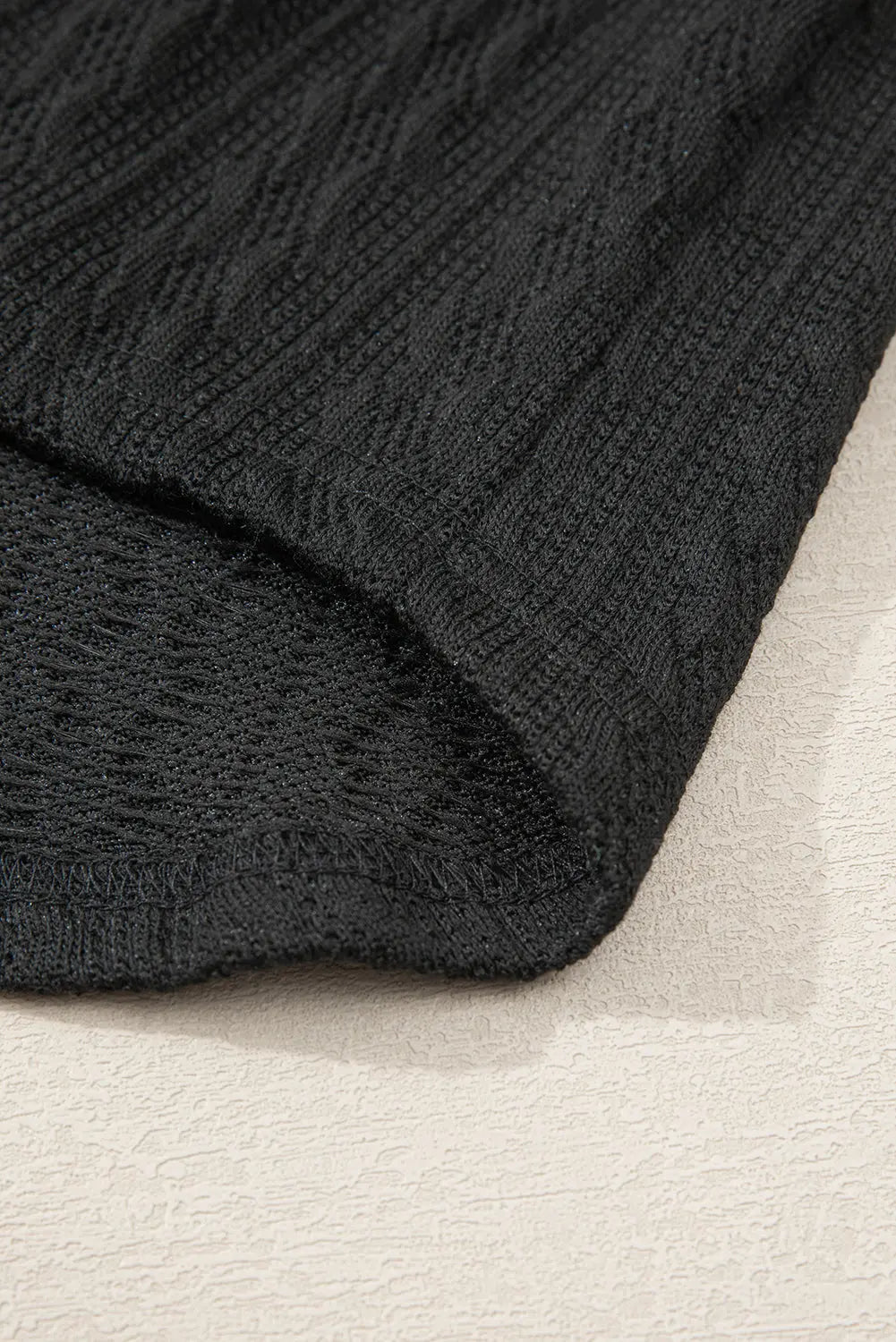 Black Textured Knit Side Pockets Open Front Cardigan Beagle Boutique Fashion Outlet