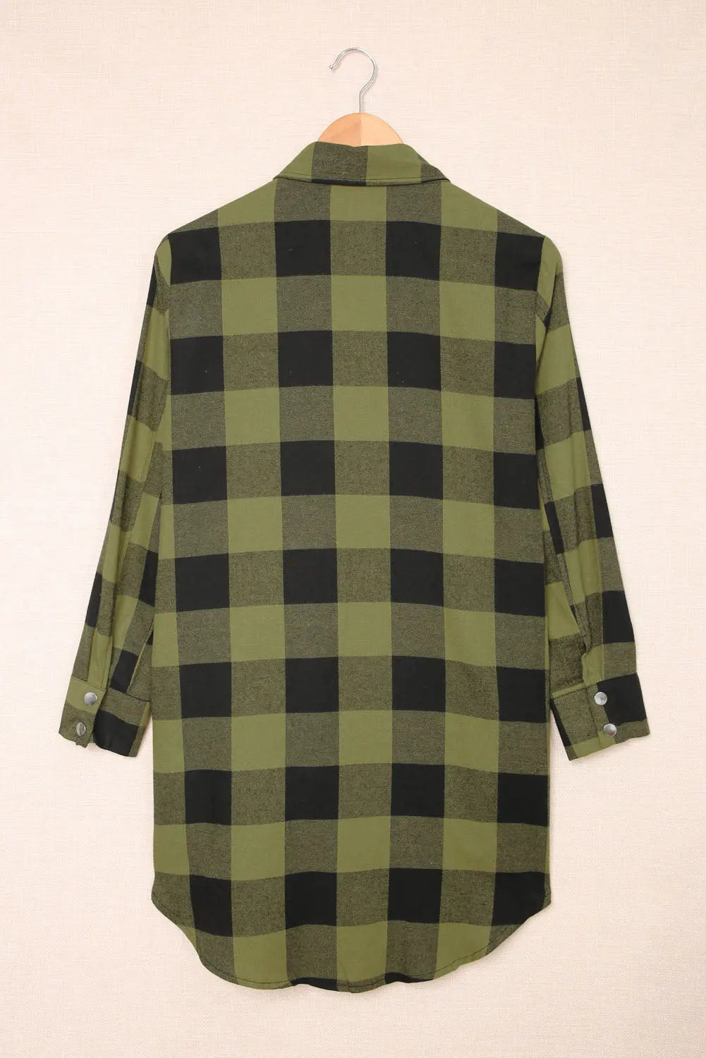 Black Turn-down Collar Plaid Shirt Coat - eAura