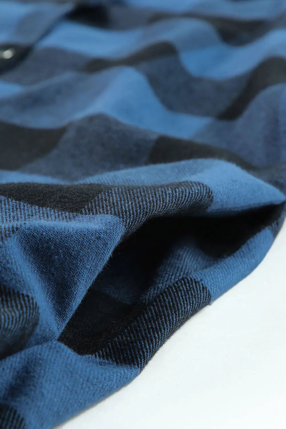 Black Turn-down Collar Plaid Shirt Coat - eAura